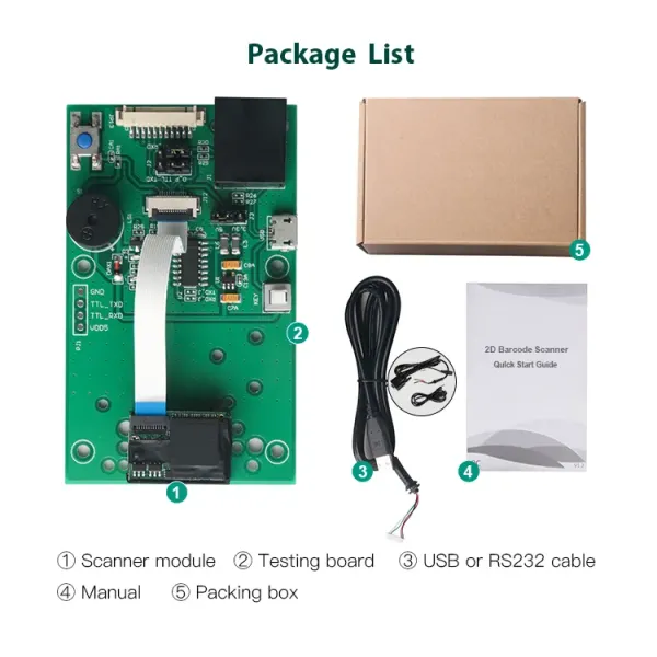 High Performance 1 Mega Pixel 2D Barcode Scanner Module with 640*480 Image Sensor and 32-bit CPU