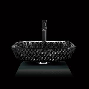 Wholesale 12mm Thick Black Glass Bathroom Sinks 400mm Height Crystal OEM Square Above Counter Sink from china suppliers