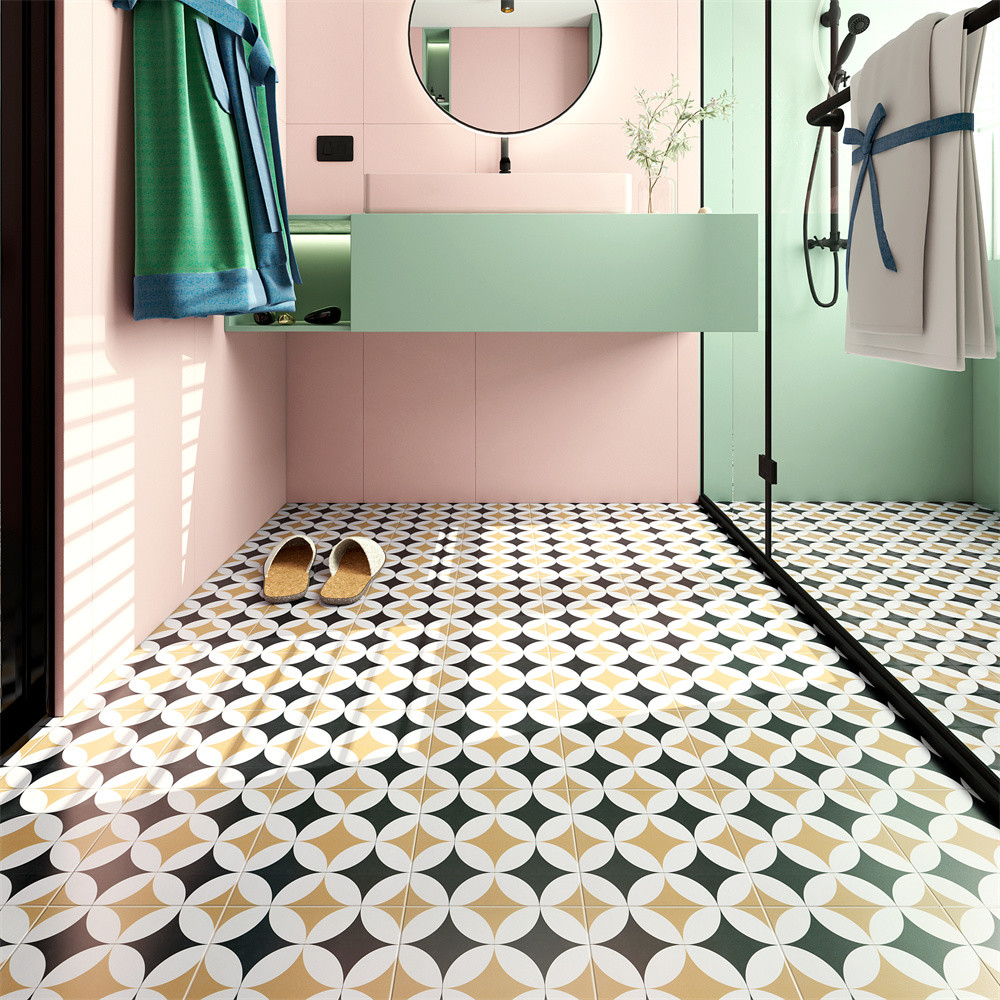 Black And Yellow 200x200mm Non-Slip Floor And Wall Ceramic Rustic Tiles And Indoor Tile For Balcony