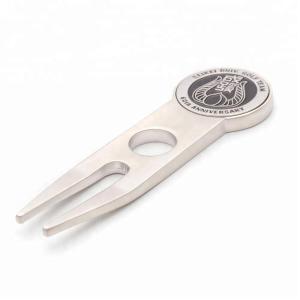 Wholesale Hot sale metal custom logo golf divot repair tool pitch fork with ball mark from china suppliers
