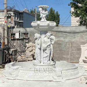 Wholesale Marble Woman Pouring Water Fountain Outdoor White Stone Yard Naked Lady Fountains Handcarved Italian Garden from china suppliers