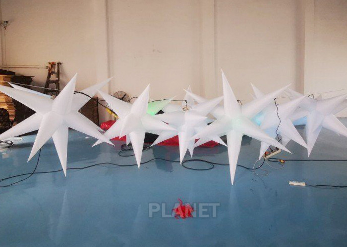 Oxford Cloth LED Inflatable Star With Color Light For Event Decoration