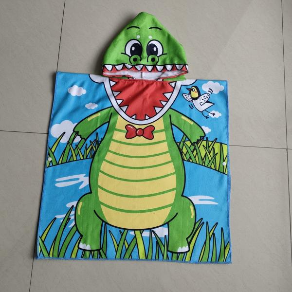 Hotsale microfiber custom poncho towel kids printing beach poncho kids cartoon
