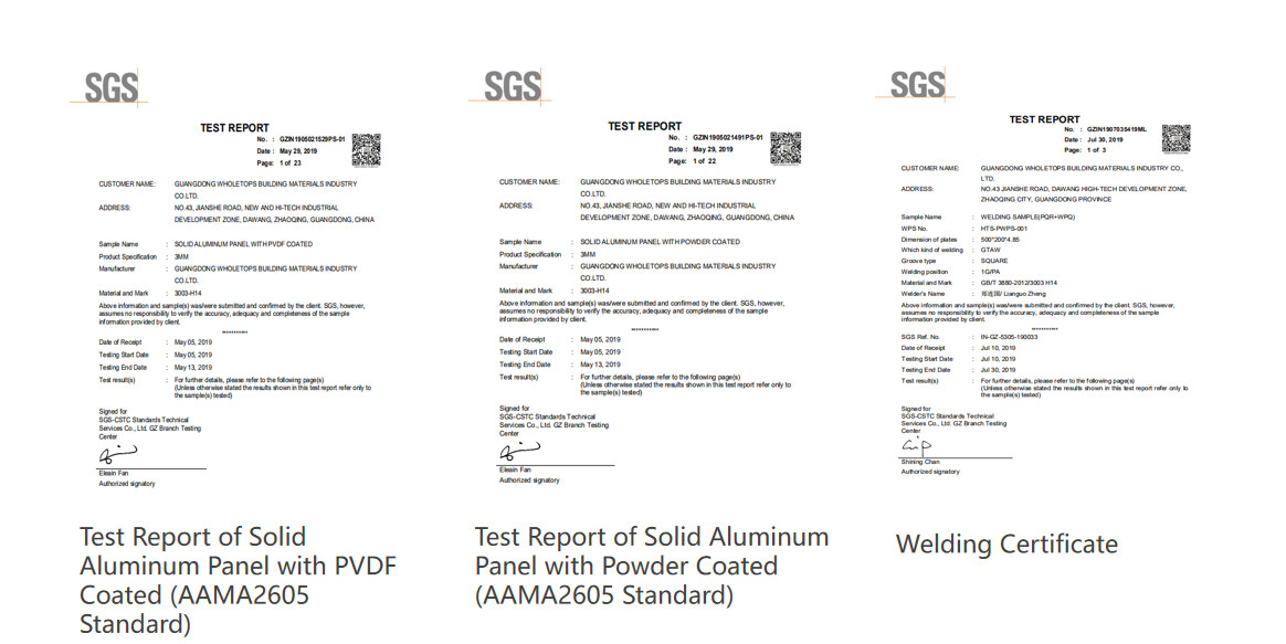Customized Color SGS 1.5MM 2.0MM Aluminium Solid Panel For Office Building