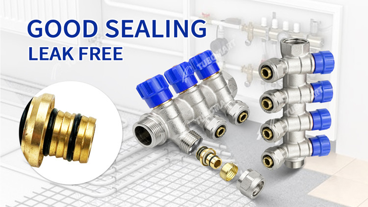Brass Pex Ball Valve Manifold 2 - 12 Outlets Underfloor Heating Manifold