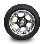 Golf Cart 215/35-12 Tyre and 12" Highlighting Gloss Black/Dark Silver Wheel