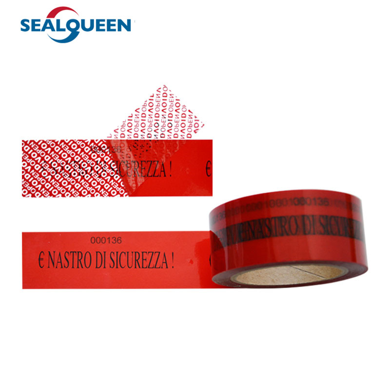Carton & PE Bag Sealing Evidence Seal Tape Red High Adhesive 50m PET