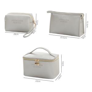 Wholesale Simple Style Zipper PU Cosmetic Bag Three Piece Set from china suppliers