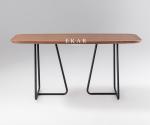 Modern Simple Metal Frame Rectangle Wood Dining Table