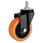 Rotating Wheel 2.5inch Orange PU PVC Swivel Castor Wheels for Small Furniture