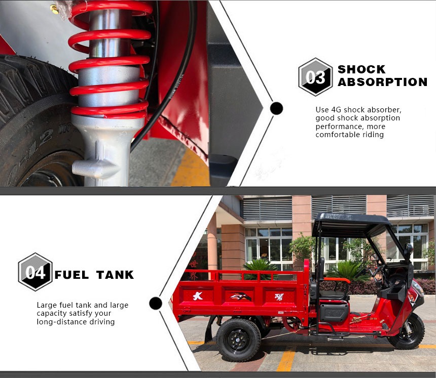Motorized Tricycle Cargo 3 Tons Tricycles 3 Tires for African Market Performance