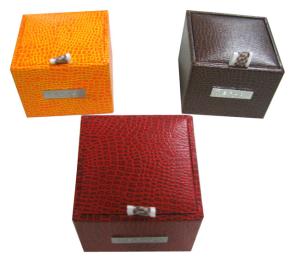 Wholesale Plastic Mould Keepsake Gift Boxe For Men's Cufflink Croco veins Metal Trademarks from china suppliers