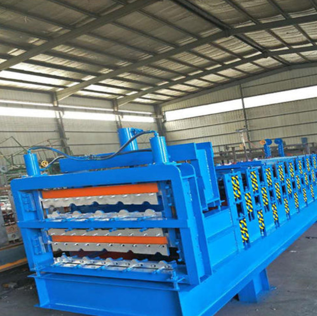 Triple Layer Hydraulic Shear Roofing Roll Forming Machine Plc Control