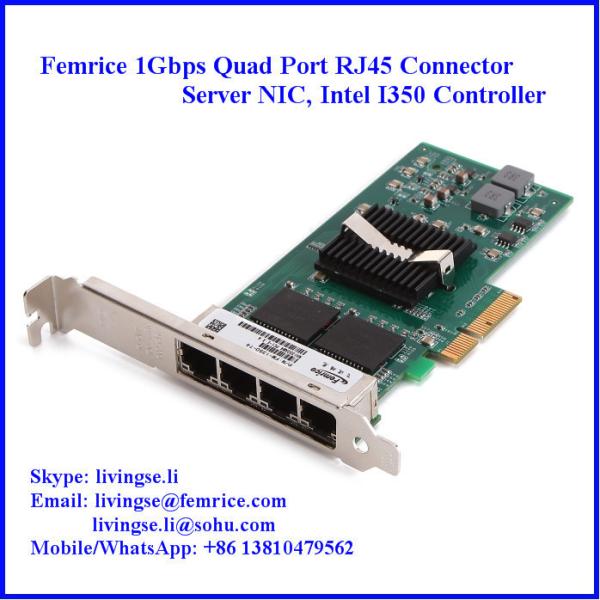 10/100/1000Mbps 4 Ports RJ-45 Connector Gigabit Ethernet Server Adapter, Copper