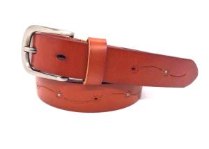 Wholesale Fashion Womens Studded Leather Belt Punching With Flower Pattern Zinc Alloy Buckle from china suppliers