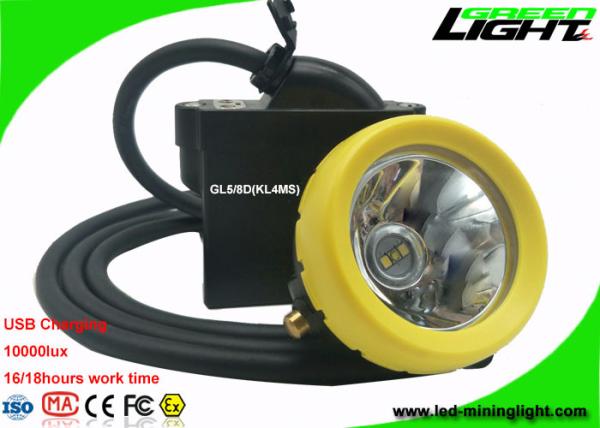 Safety Mining Cap Lights High Low Beam 10000lux With Cable USB Charging