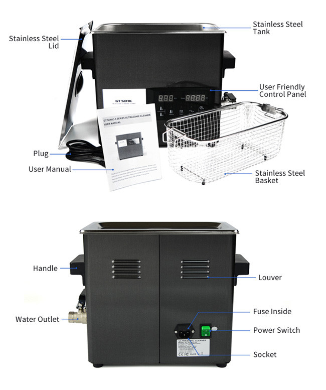 Digital Timer Low Noise Heated Ultrasonic Cleaner For Lab Equipment
