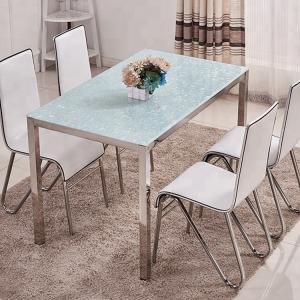Wholesale Toughened Glass Top Dining Room Table For Home / Restaurant Decoration blue color from china suppliers