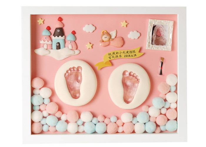 Pine Wood Baby Memory Box , Permanent Diy Hand And Foot Print Mud / Baby Hair Souvenir
