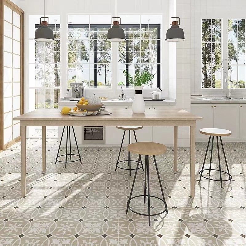 Beige Wall Tile 20x20cm Interior Ceramic Floor Tiles For Dining Room And Balcony