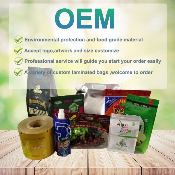 BOPP CPP Food Grade Organ Bag Tea Vacuum Packaging Offset Printed Recyclable Glossy Silver Foil Milk Powder Green Tea Biscuits