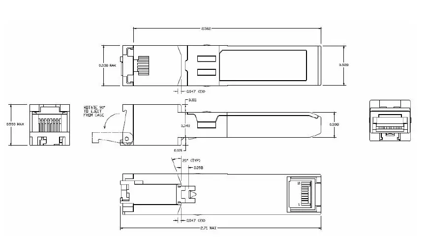 GLC-T 100BASE-T SFP RJ45 100M Electrical Port Copper Transceiver
