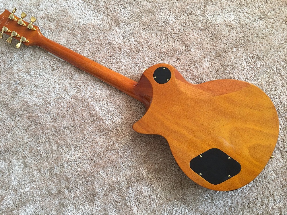 LP custom guitar tobacco sunburst quilted maple body Back contour and neck joint contour Ebony fingerboard custom guitar