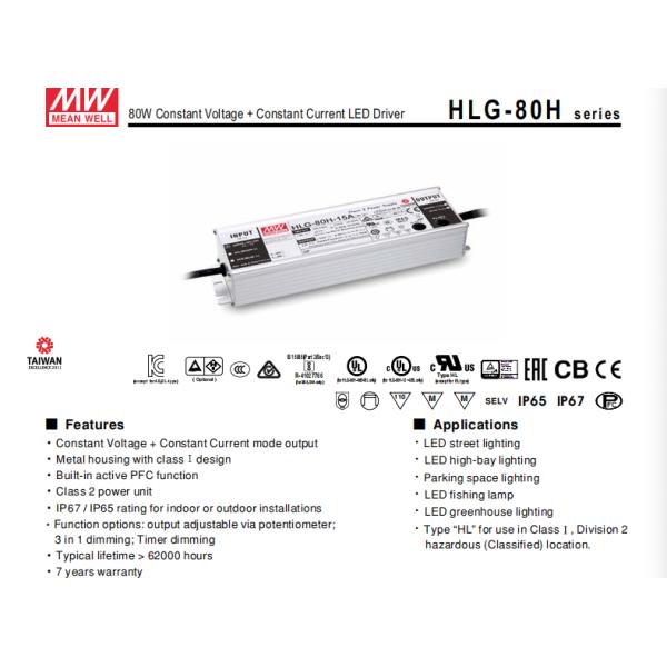 15V 5A 80W Dimmable LED Light Driver Constant Current LED Power Supply