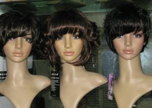 Wholesale Brown Petite Curly Bang Synthetic Hair Wigs 10” - 30”Length OEM ODM from china suppliers