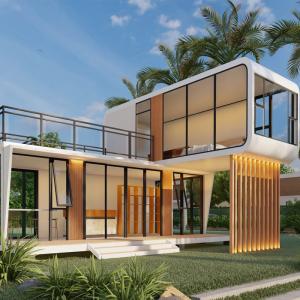 Wholesale 2025 Prefabricated Apple Cabin House Galvanized Steel Frame Metal Carved Panel Bamboo Wood Fiber Board from china suppliers