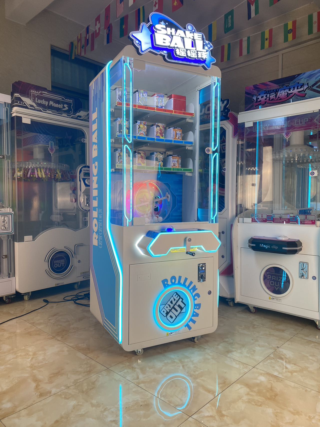 Commercial Rolling Ball Prize Machine, LED Light for Indoor Playground Arcade
