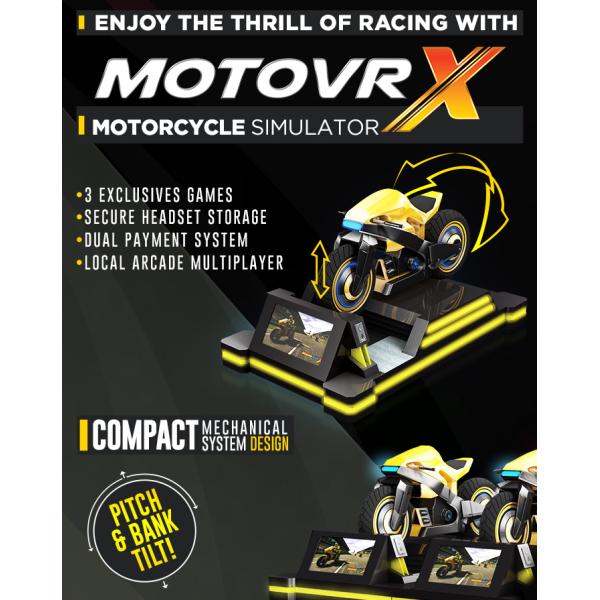 Black 9D VR Motorcycle Simulator Coin Operated Stereo Surround Sound For Shopping Mall