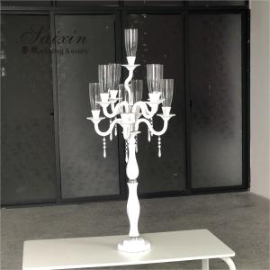 Wholesale ZT-077W New design glass white candelabra crystal wedding centerpieces from china suppliers