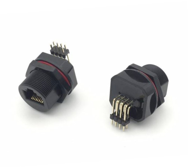 Waterproof Screw Lock RJ45 Jack, 90 degrees, welded,HULYN