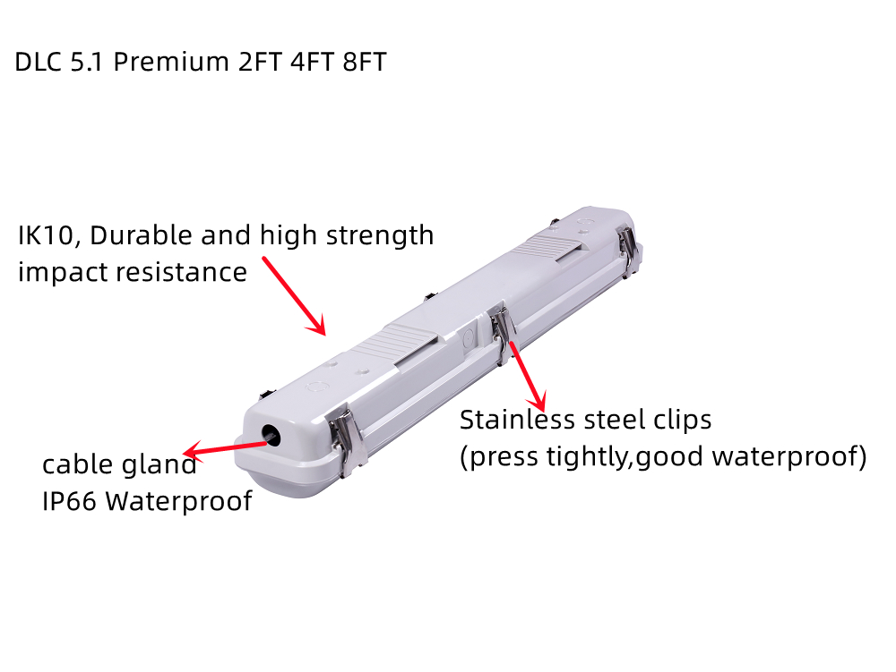 85 CRI LED Vapor Tight Garage Light Fixture Switchable 2FT Tri-proof Light for Workshop IP66 Waterproof