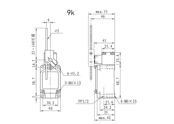 High Temperature Industrial Limit Switches Thermoplastic Roller Lever Mental Cast