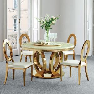 Wholesale QIANCHENG Anti Oxidation SS Dining Tables Dia130x75cm Round Marble Top from china suppliers