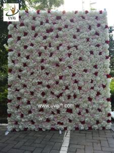Wholesale UVG summer outdoor ivory artificial flower wall wedding backdrop for stage decoration CHR1136 from china suppliers