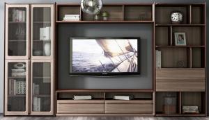 Wholesale 2017 New Walnut Wood Furniture Design Living room Combined TV Wall Units by Tall Cabinets and Floor stand &amp; Hang Racks from china suppliers