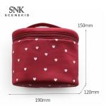 Heart Printed Zipper Closure Satin Cosmetic Makeup Bag
