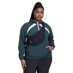 Dark Green Women'S Plus Size Yoga Wear White Splice Oversized Sports Hoodie