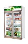 1000L capacity with 2 glass doors upright fridge outdoor shop with milk/bottle