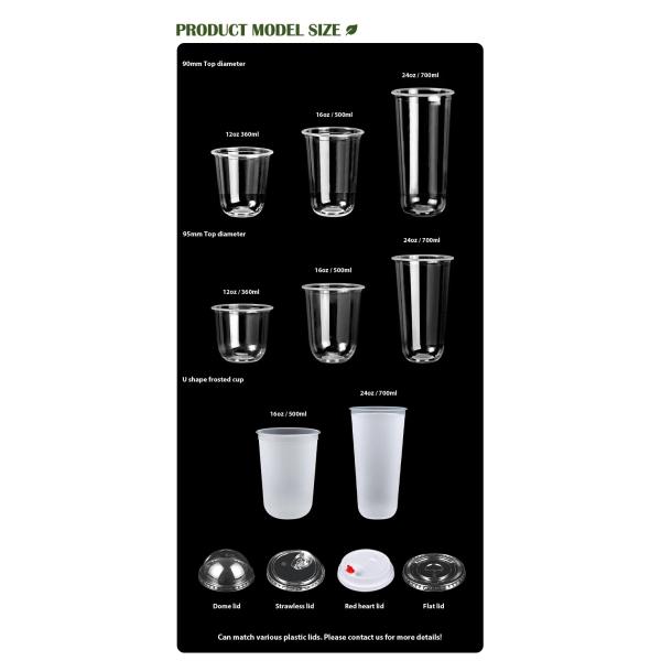China Good Disposable Plastic Cup Shape Cup 16oz 24oz U Shape Boba Tea Cup