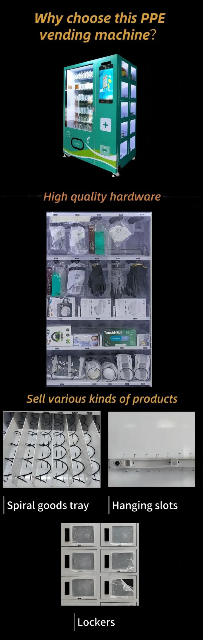You can choose different types of slots for your PPE products, spiral, pusher, conveyor belt, hanging and lockers