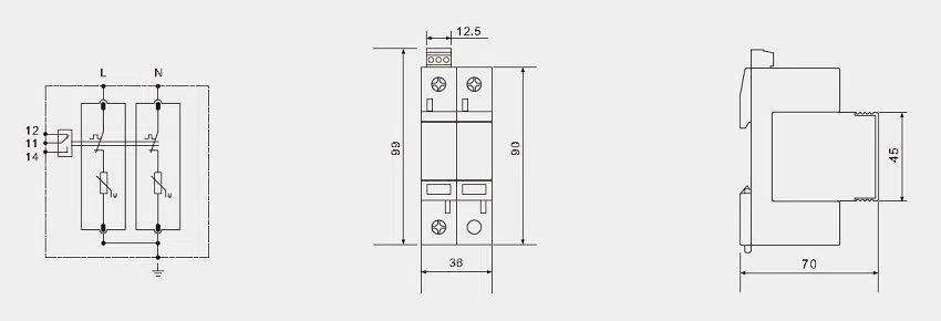 BR275-60 2P 2P ac SPD 60kA Single Phase Surge Arrester surge Protection Device