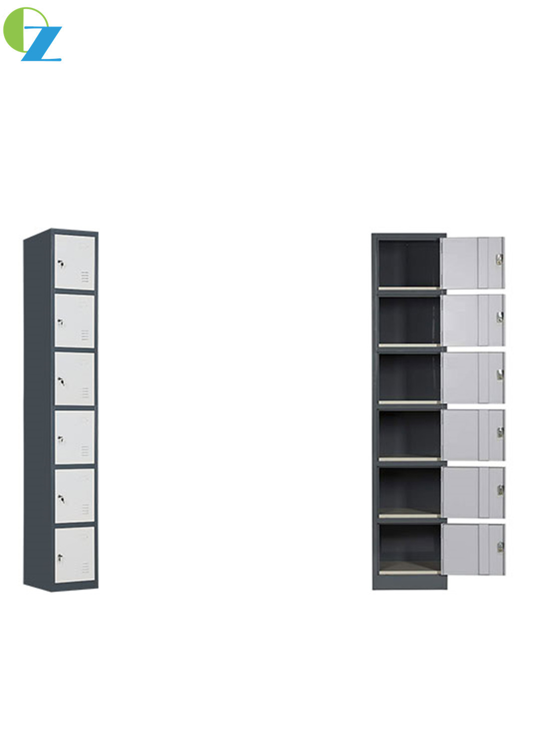 6 Layer Single Door Steel Office Lockers Clothes & Shoes Steel Cabinet