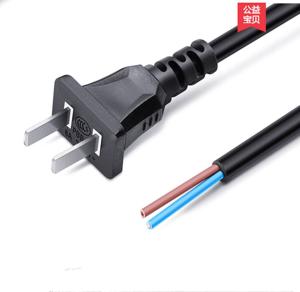 Wholesale High quality 2 pin copper black power cord with striped end 10A/16A power cable from china suppliers