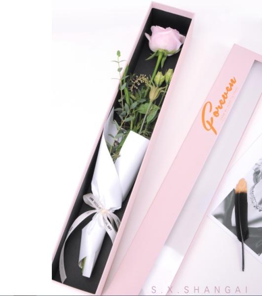 Long Square Single Rose Gift Box Semi Transparent Shipping Boxes For Flower