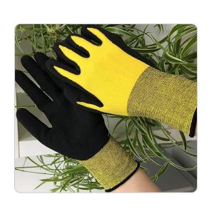 Wholesale Black Rubber Palm Coated Yellow 15 Gauge Nylon Knitted Gloves For Carrying Flowerpot from china suppliers