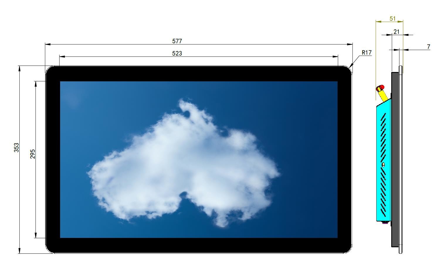 Industrial Wall Mounted Integrated 23.6 Inch LCD LED USB Touch Screen Monitor Display